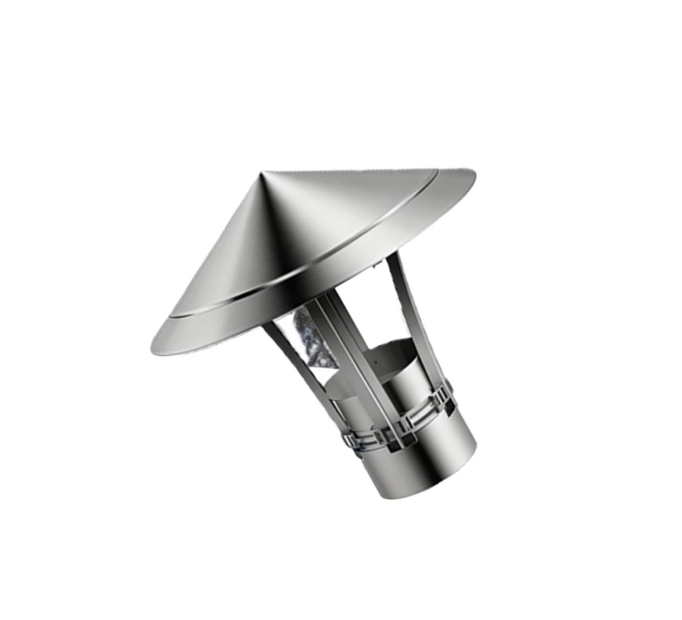 Shiketong One Color 201 Stainless Steel Chimney Cap Weatherproof Cone Top Adjustable Chimney Cover Rain Guard(7.0 Inch)