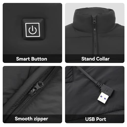 Heated Vest for Men Women without Battery Pack, Lightweight USB Heating Vest, Heated Jacket for Winter Warm4