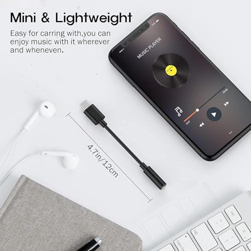 Image of USB Type C to 3.5mm Headphone Headset Jack Audio Connector Compatible for Samsung, OnePlus, Xiaomi, Realme, Zebronics, Vivo & iQoo (Black)