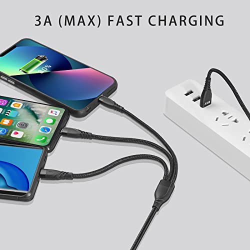 Lhjry Usb A/C To Multi Charging Cable, 4Ft 3Pack Universal 6-In-1 Usb Cellphone Cables, Multiple Charger Cord With Phone/Type C/Micro Usb Connectors For Laptop/Tablet/Phone(Gray,Black,Red) #TOP1