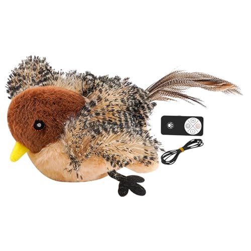 Qismetbina 猫 おもちゃ 鳥 電動 タッチ起動 動くぬいぐるみ 羽ばたく 音が出る さえずる鳥の猫のおもちゃ羽ばたき 羽ばたき鳥の猫のおもちゃ 動く鳥の猫のおもちゃ鳴く猫のおもちゃ 羽ばたく鳥の猫のおもちゃ 猫おもちゃ 音が鳴る ぬいぐるみ 電動