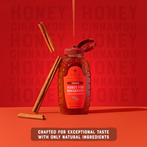 Image of Nate's Cinnamon Honey - 12 oz Squeeze Bottle | Made with 100% Pure Honey and Cinnamon - Perfect for Breakfast, Coffee, Toast, and Pancakes