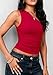 PRETTYGARDEN Womens Sleeveless One Shoulder Tank Top Ruched Slim Fit Shirts Basic Crop Y2k Tops 2026 Spring Fashion Clothing (Red,Large)