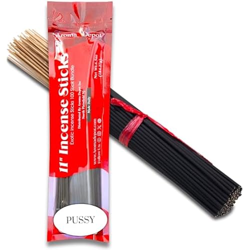 Pussy Exotic 11'' Incense Sticks. Approx. 85 to 100 Sticks Per Bundle, Each Natural Stick Burns for 45 mins to 1 Hour Each Long Lasting 100% Pure
