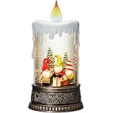 Blansong Farol de globo de nieve de Navidad, decoraciones navideñas para el hogar con temporizador (vela de gnomo)