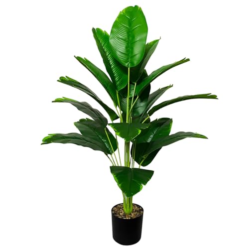 AIVORIUY Planta Artificial con Maceta Areca Palmera Grande Arbol Artificial Plastico Interior y Exterior Hogar Oficina Salon Dormitorio Balcón Moderno Decorativas (80cm Verde Plátano)