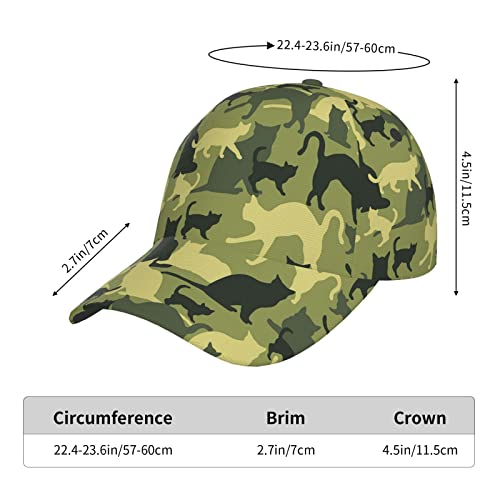 Funny Cat Camo Baseball Cap For Women Men Fashionable Adjustable Dad Hats Trucker Hat Washed Personalized Vintage Unisex Denim Breathable Outdoor Sport Good Gift #TOP7