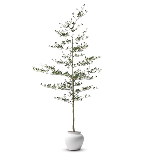 Everleaf 7.2 ft Tall Faux Black Olive Tree, Shady Lady &ndash; Artificial Indoor Tree with Bendable...