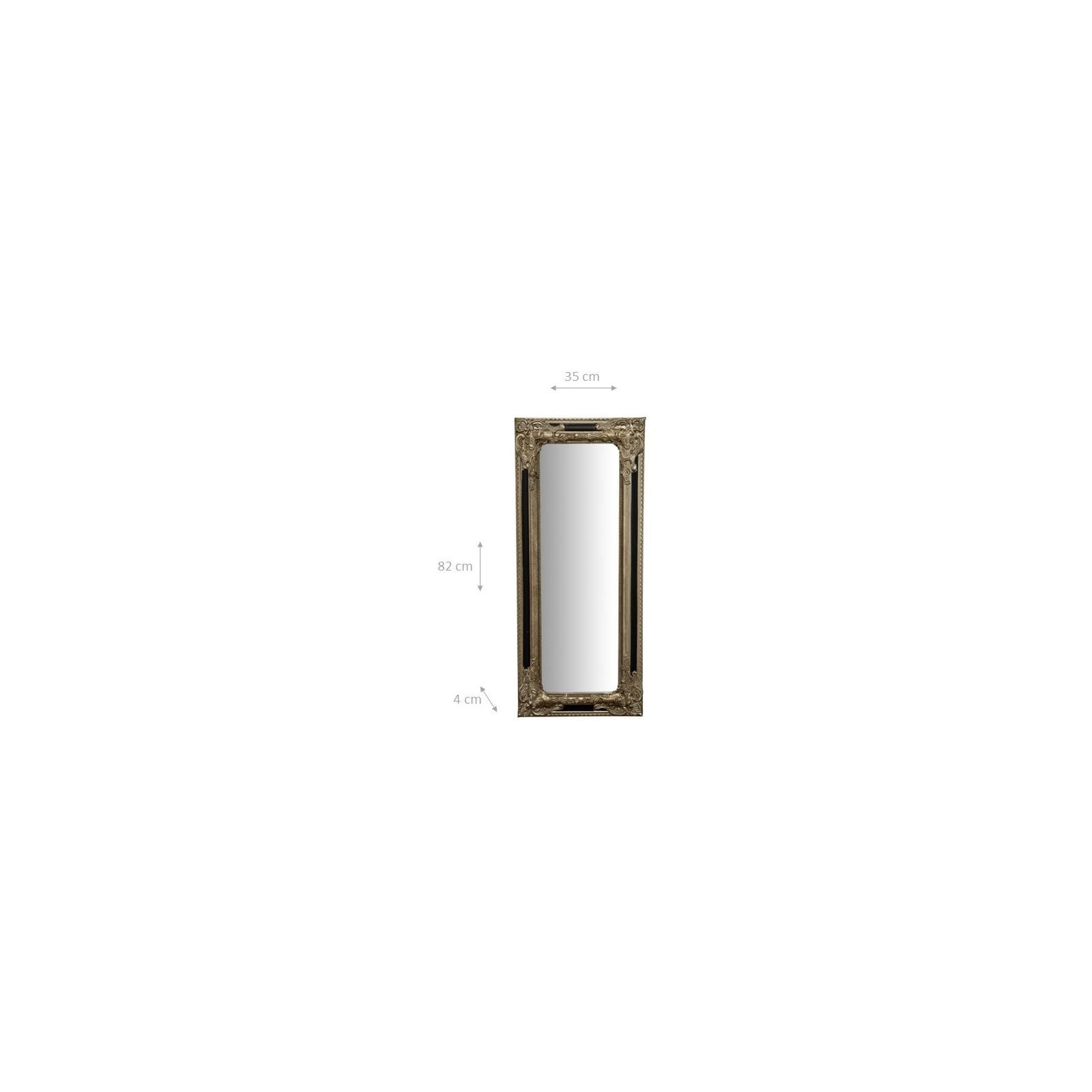 Biscottini Espejo Imperio de Pared – Espejo para Colgar Vertical u Horizontal 35,5 x 4,5 x 82,5 cm – Fabricado en Italia – Acabado Plateado y Negro Envejecido