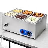 1 YUZINO 6 vasche riscaldatore piatto elettrico, 1500 W, temperatrice a cioccolato 220 V, in acciaio inossidabile, riscaldatore per piatti commerciali, temperatura regolabile, 30 – 80 °C, adatto per