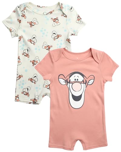 Image of Disney Baby Boy Romper - 2 Pack Lightweight Short Sleeve Baby Romper Jumpsuit with Snap Closure Infant Newborn Boy Clothes