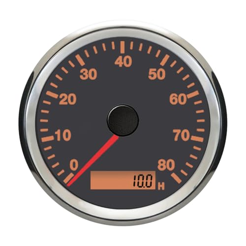 85mm Engine Alternator Tachometer 0-8000RPM REV Counter with Backlight 9-32VDC for Car Motorcycle Boat Yacht (Black&Silver)