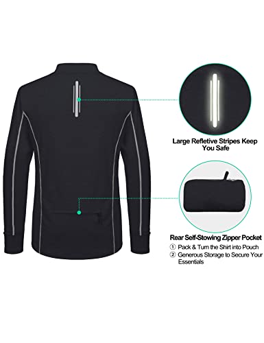 Little Donkey Andy Men’s Lightweight 1/4 Quarter Zip Pullover, Long Sleeve Athletic Shirts For Running Golf, Packable Upf 50 Black Heather L #TOP1