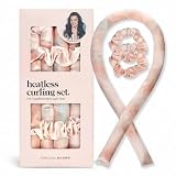 Rosa Satin Heatless Curlers Set – Heatless Curls Übernachtung mit 34' Haarcurler & 2 Satin Scrunchies – Bequeme Haarcurler zum Schlafen für Frizz-freie, keine Hitzeschäden Styling - Sunset Tie Dye