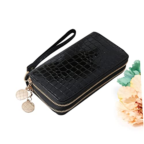 Portable Pu Leather Long Zipper Wallet for Women Large Capacity Black Patent Leather Purse with Multi Slots for Cards Cash Coins and Phones4