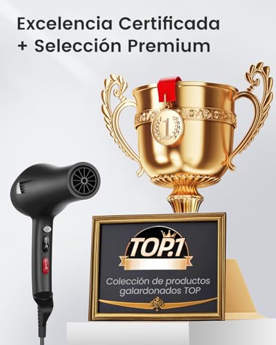Dekuri Secador Pelo Profesional, Secadores Iónico Cabello Sin Encrespamiento, Hair Dryer con Difusor y Boquillas, 3 Temperaturas y 2 Velocidades para Mujeres y Hombres, Secado Rápido Salón - imagen 9
