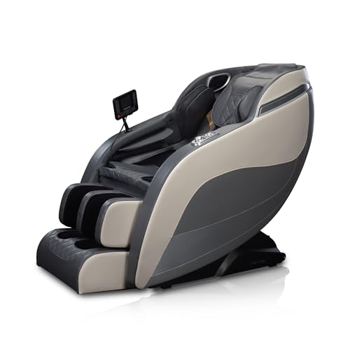 Image of ROBOTICVIBE RV2020 Massage Chair - Led Touch, 20 Auto Wellness Programs, Rotary Switch, Full Body Airbag and Zero Gravity. Ultimate Comfort Massage Chair for Full Body at Home (RV2020 - White & Grey)