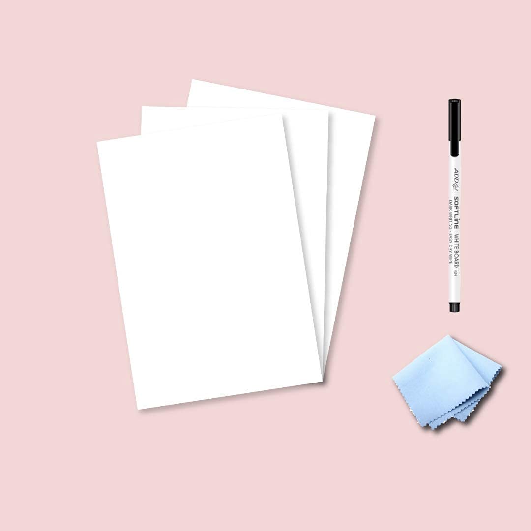 Bhasadh | GRE/GMAT Test Simulation | Laminated Scratch Pad | Home Practice | A4 Sheets with Non Permanent Marker | (Set of 3) Reusable Whiteboard | (Marker Color Subject to Availability)