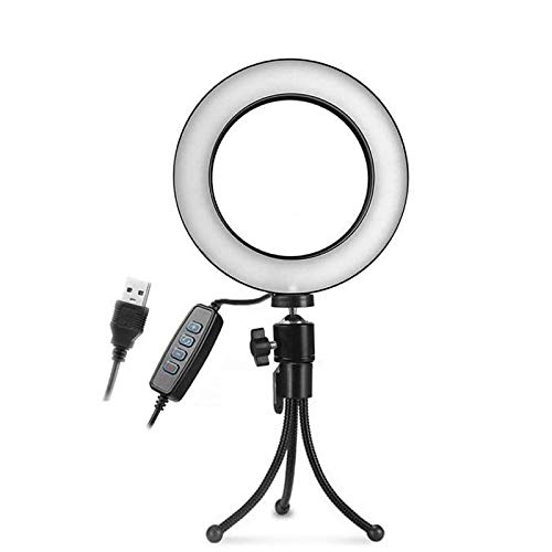 Iluminador Ring Light Led USB com Tripé - 16cm - Controle Cor Luminosidade
