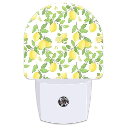 Image of Lemon and Flowers Night Light for Kids,Lemon Fruits and Floral Tree Plug in Night Light with Dusk to Dawn Sensor, 0.5w Energy Saving Nightlight for Hallway Stairway Kitchen Bedroom