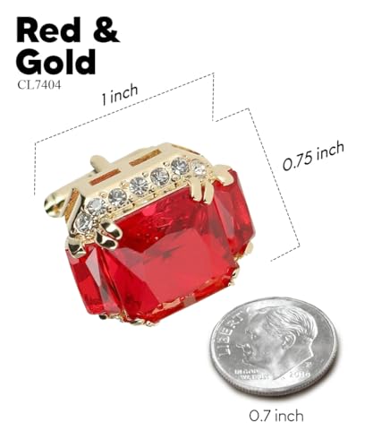 Rectangular Colored Diamond-Flanked Crystal Cuff Links – Tuxedo Suit Accessories, Cufflinks for Men3