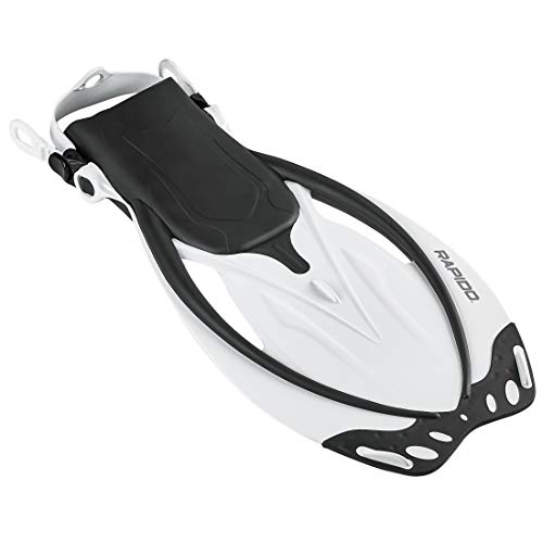 Phantom Aquatics Rapido Boutique Collection Marine Adjustable Snorkeling Fin Tempered Glass Mask Snorkel Set With Carry Net Bag (Black White, S/M, Us: 6-9 / Eu: 38-42) (Rqmomfs) #TOP5