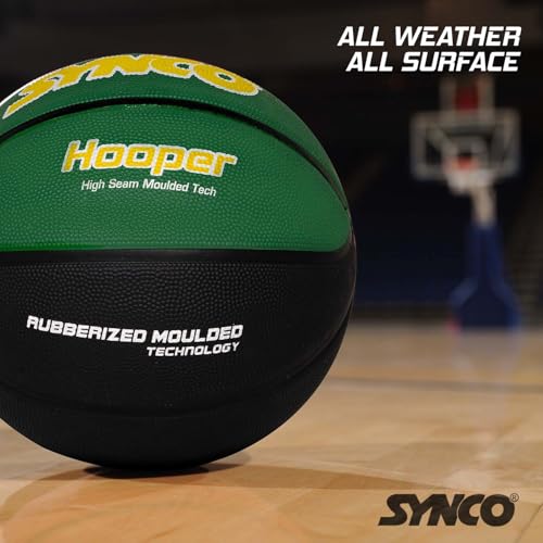 Image of Synco Hooper Series Official Men's Basketball | Moulded Technology | 8 Panel | for Indoor & Outdoor Games & Training | Ideal for Adults |Suitable for All Surfaces (Size-7) (Green Black)