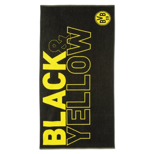 Borussia Dortmund BVB Duschtuch 70 x 140 cm, Schwarz