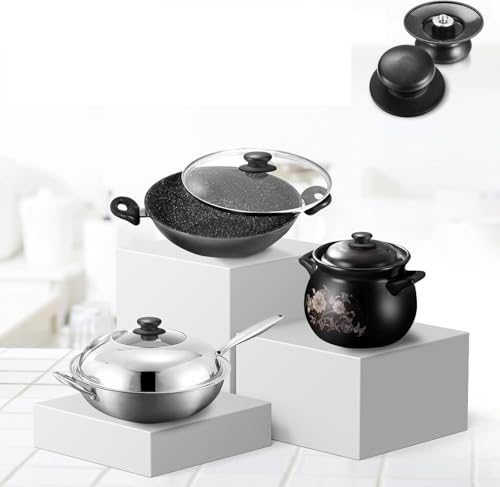 Miniatura 3 de Chefzoco Pomo Tapa Olla, Manija Para Tapa De Olla, Asa Para Ollas, Mango De Tapa De Sartenes, Perilla Para Sartenes, Incluye Tornillo Para Instalación, Diámetro: 6.2 Cm, Negro, Plástico