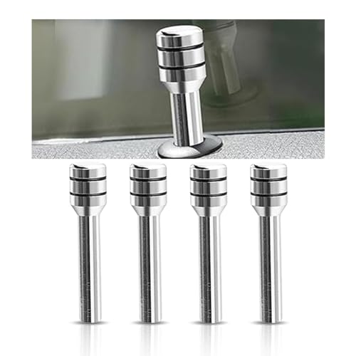 4PCS Car Door Lock Knobs, 1.96×0.47 Inch Door Lift Bolt Auto Inner Door Pull Pins, Aluminum Alloy Door Lock Cover Decor, Universal Car Accessories for Most Cars, Trucks (Silver)