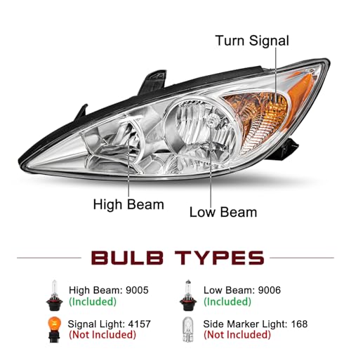 Image of JSBOYAT Headlight Assembly Fits for 2002 2003 2004 Toyota Camry SE /LE /XLE