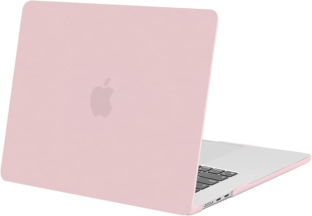 MOSISO Etui kompatybilne z MacBook Air 15 cali 2023, wydanie A2941 M2 z wyświetlaczem Liquid Retina i Touch ID, ochronna twarda obudowa z tworzywa sztucznego, różowe