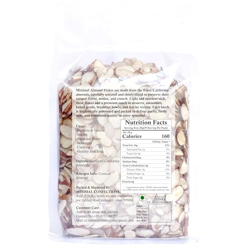 Image of Minimal Sliced Almonds 100g | Thinly Sliced Raw Almonds | Crunchy & Fresh | Ideal for Baking, Desserts & Garnishing | Badam Flakes Dry Fruits
