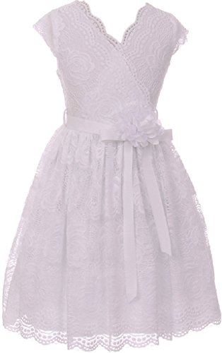 Little Girl Cap Sleeve Lace Floral Holiday Party Summer Flower Girl Dress USA