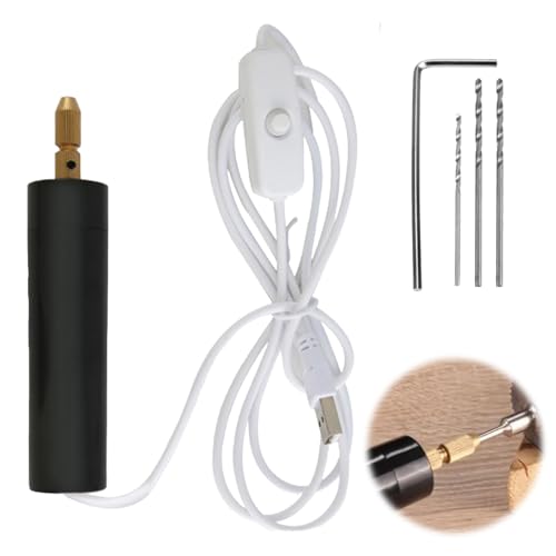 PAVIKE ハンドドリル USB ピンバイス 電動【5本セット】電動ハンドドリル 小型 精密ドリル 穴あけ 手芸 DIY工具 ドリルビット3本と六角スパナ1本付き ポータブル穴開け工具 ジュエリー、プラスチック、コルク、樹脂に最適のサムネイル