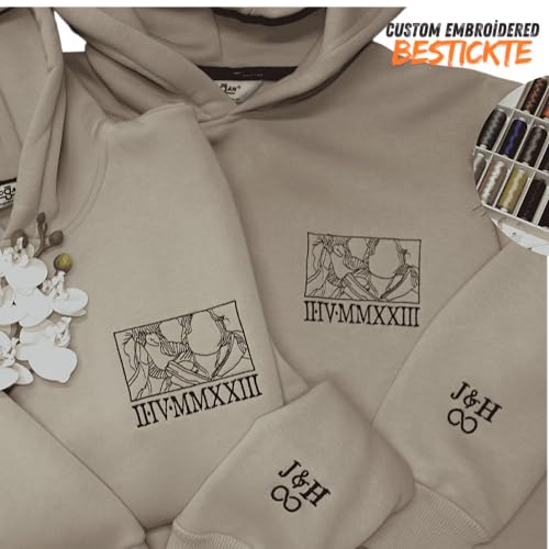 Bestickter Personalisierte Geschenke für Frauen und Männer-Weihnachtspullover-Beste Freundin Geschenke für ihn-jahrestag-Mama-Papa-Foto Geburtstagsgeschenk-Partner Geschenke-oversize damen Hoodie