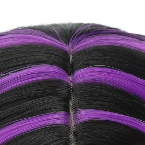 Image of PATTNIUM Girls Black Green Purple Wig Long Curly Wigs Kids Black Mixed Middle Part Heat Resistant Synthetic Wigs Halloween Cosplay Costume Party Wig