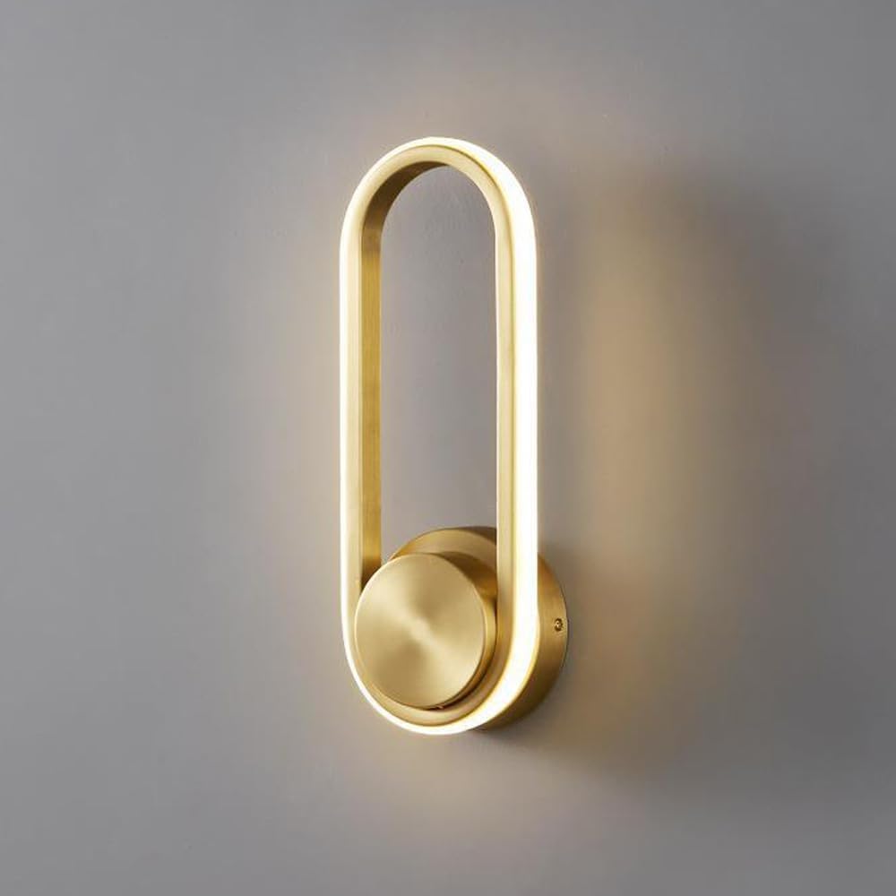 3-Color Modern Gold LED Wall Sconce Gold Hardwired Bedside Wall Mounted Lamp Bathroom Vanity Wall Light Fixtures Interior Prettily Decoration Brass Wall Lamp for Living Room Hallway Bedroom