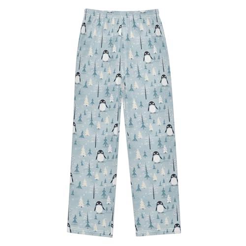 Cute Penguin Long Pajama Pants Elastic Waist PJ Bottoms with Pockets S A1130012
