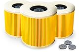 3x Patronenfilter + 3 EXTRA Verschlusschrauben | Patronen Filter Staubsauger für Kärcher WD3 Premium WD2 WD3 WD 3 MV3 WD 3 P Extension KIT ersetzt 6.414-552.0, 6.414-772.0, 6.414-547.0 - waschbar!