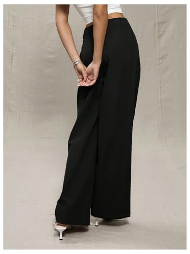 OYOANGLE Women's Straight Leg Tailored High Waisted Pants Casual Work Business Trousers with Pockets2