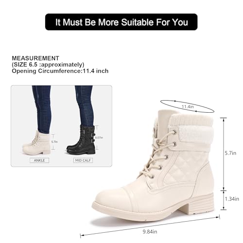 Image of STQ Womens Combat Boots Lace Up Ankle Booties With Side Zipper Fall Winter