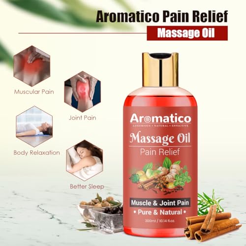 Image of AROMATICO - Pain Relief Massage Oil for Joint & Muscle Pain with Natural power of Ginger, Clove, Turmeric & Sesame Oils. Relaxes the body, relieves the muscles - 300ml