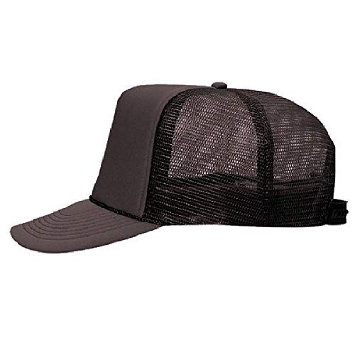 Otto Polyester Foam Front 5 Panel High Crown Mesh Back Trucker Hat - Brown #TOP4