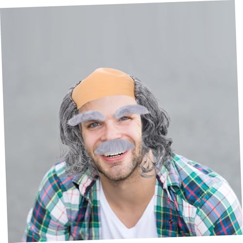 Warmhm Perruque Chauve Avec Barbe Et Filet À Cheveux Ensemble Perruque Et Moustache Pour Costume De Vieil Homme Adulte Déguisement D'Halloween Et Soirées Costumées – vue 6