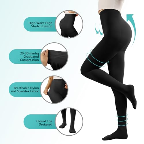 compression pantyhose stockings for women men 20-30 mmhg medical graduated support opaque closed toe hose tights