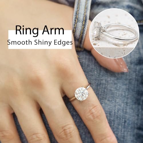 Round Moissanite Engagement Rings for Women, Women's 18K Yellow/White Gold Plated 925 Sterling Silver Engagement Ring Moissanite Promise Rings for Her,Wedding Band Ring 1.5/2/3/4/5CT.4