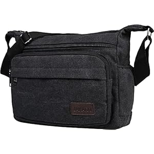 Canvas Messenger Bag Multi Pockets Shoulder Bag Cross body Satchel Bag for Business Travel Outdoor Daily Use