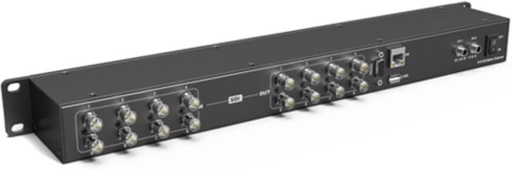 AVMATRIX MSS0811 1RU 8×8 3G-SDI compact SDI routing Matrix Switcher with 8 inputs and 8 outputs, supports standard 3G/HD/SD SDI rates, automatic bypass of non-standard rates