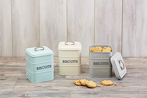 KitchenCraft Living Nostalgie Metall Keksdose, luftdicht, 14,5 x 19cm, antik creme